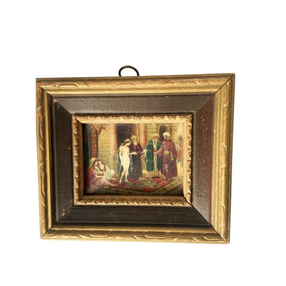 Miniature Slave Trader or Harem Print in 3.75" H x 4.5" W Frame - Picture 1 of 5